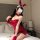 Sexy red bodysuit with sequins, festive bunny ears, and matching skirt set perfect for holiday parties and date nights.