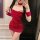 Sexy red sequined bodysuit with matching skirt, perfect for holiday parties and date nights. plus size festive outfit.