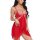 Elegant red lace bodysuit dress with mesh straps, perfect for women seeking stylish plus-size sexy lingerie.