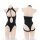 Black plus size bodysuit with halter neck, thong cutout, and open-crotch design. seductive mesh set for women.