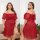 Plus size sexy lace sleepwear set - sheer off-shoulder cami dress with transparent mesh & floral embroidery