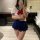 Curvy woman wearing plus size sexy lingerie set with uniform style, featuring red bow and blue skirt, perfect for busty & pet...