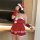 Sexy plus size holiday outfit featuring festive red dress with lace trim, santa hat, and playful pom-poms for christmas and n...