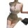 Woman wearing plus size sexy lingerie a-line skirt with high-waisted bodycon lace secretary outfit, featuring a halter top an...