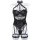 Black plus size sexy lingerie set with revealing bustier, thong, and harness straps for bold role play or outdoor wear.