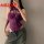 Woman modeling purple lace lingerie set with jeans, showcasing plus size sexy sleepwear and roleplay costume in qqny style.