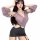 Woman wearing plus size sexy lingerie set with sheer side-open waist-baring design, perfect for nightclub or secretary costum...