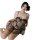 Sheer black mesh lingerie set with floral lace cami and shorts, flirty princess style sleepwear for women.