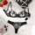 Luxury plus size sexy lingerie set with elegant lace bra and panty, styled on soft white fur with pearls and roses.
