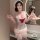 Sexy maid costume set featuring a cute white outfit with red accents, perfect for cosplay enthusiasts looking for an alluring...