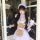 A stylish maid costume featuring a charming apron with a bear design, perfect for adding a sweet and playful touch to any out...
