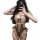 Sexy open-crotch bodysuit with ruffles and lace-up design, perfect for plus-size women seeking flirty sleepwear or seductive ...