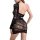 Back view of curvy woman in black rhinestone mesh bodysuit with cutout back and long sleeves, perfect for bold yet modest all...