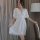 Elegant sheer mesh lace nightgown with delicate v-neckline and flowing sleeves, perfect for women seeking comfort and style i...