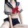 Sheer sailor lingerie set with red bow, navy trim, and matching shorts—cute plus size sexy two-piece outfit.