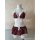 Red plaid three-piece lingerie set with white lace trim and bow details, displayed on a mannequin.