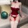 Private moon christmas bunny costume - sexy naughty holiday role play lingerie set featuring festive red and white design wit...