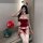 Private moon christmas bunny costume - sexy naughty holiday role play lingerie set featuring festive red and white design wit...