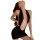 Sexy black dress with deep neckline and chain details, perfect for nightclub or date night outfits.