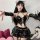 Genuine pu leather sexy uniform lingerie featuring a seductive anime devil costume with cut-out design and ties, perfect for ...