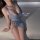 Woman wearing pure allure lace cutout high-waist split dress - qqny seductive lingerie for small bust enhancement, posing on ...