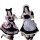 Two models showcase the pure & alluring cat-themed maid costume, featuring black and pink dresses with ruffles, cat ears, and...