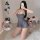 Sexy sheerness and allure captured in the pure & alluring ice silk sleepwear set, featuring a backless cami dress with a flar...