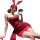 A woman poses elegantly in a sheer lace bandage mesh corset dress, featuring a strapless design with bunny ears headband. the...