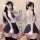 Pure love schoolgirl chiffon shirt & pleated skirt set - cute jk uniform style lingerie outfit featuring playful cat ears and...