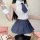 Pure love schoolgirl chiffon shirt & pleated skirt set - cute jk uniform style lingerie outfit featuring a sheer white top wi...