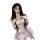 A woman models a charming bunny girl lingerie set, featuring a cute pink and white design with bows and lace details, perfect...