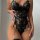 Woman wearing black lace strapless lingerie set with garter straps, perfect for nightclub parties and stage outfits.