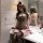 Woman wearing pure & playful leopard print lingerie set with cat ears, posing in bathroom — sexy costume sleepwear for couple...