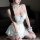 Pure & playful lingerie set - cute maid costume for small bust, sheer seductive outfit with modest elegance