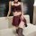 Pure & playful lingerie set - cute student-style sexy matching outfit, no-remove temptation ensemble featuring a maroon top w...