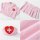 Pink nurse-themed lingerie set with heart emblem, featuring a cropped top, pleated skirt, and matching hat for playful allure...