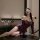 Woman wearing purple pure & playful lingerie set with lace trim, blindfold, and off-shoulder design — sensual sleepwear for w...