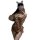 Woman wearing pure & playful lingerie set — seductive qipao-inspired sleepwear with lace blindfold, bunny ears, and floral em...