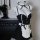 Black and white maid-style lingerie set with lace trim, corset top, apron, and matching headpiece on mannequin.
