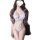 Woman wearing white sheer bodysuit with deep v-neck and cutout waist, elegant sensual nightwear for women.