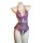 Purple sheer chemise with lace trim and bow detail - qqny premium sensual nightwear for women, elegant sleepwear set.