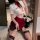 Woman in white blouse and red skirt posing with bouquet, wearing pure & playful lingerie sleep set – sexy sheer sleep dress f...