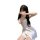 Woman wearing a white sheer silk-look babydoll sleep dress with adjustable straps and blue ribbon details.