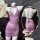Purple lace lingerie set with floral accents, designed for small busts—seductive, no-remove intimate outfit for women.