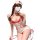 Woman in white and red nurse lingerie set with heart-shaped face cover, posing playfully for romantic roleplay fun.