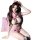 Woman in pink nurse-themed lingerie set with white accents, posing playfully for romantic evenings.