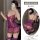Woman modeling purple lace babydoll nightgown with sheer panels, adjustable straps, and bow details—elegant sleepwear for rom...