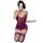 Woman wearing a purple lace babydoll nightgown with sheer panels, adjustable straps, and matching thigh-high stockings.