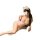 Woman wearing pink sheer mesh bodycon chemise with lace trim and fluffy cat ears, posing seductively on white background.
