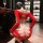 Sexy red halter neck bodycon dress set with lace details, perfect for nightclub outfits or boudoir wear.
